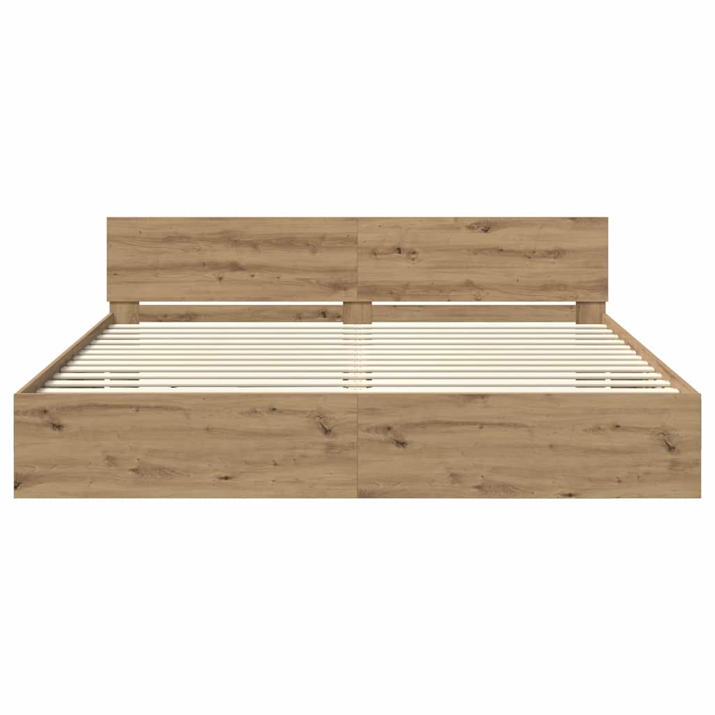 Cadre de lit Chêne artisanal 200 x 200 cm Bois d'ingénierie - XIOS