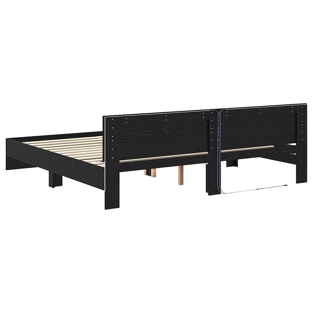 Cadre de lit Chêne noir 200 x 200 cm Bois d'ingénierie - XIOS