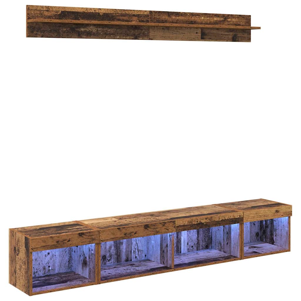 Ensemble de meuble TV mural 5 pcs Bois ancien Bois d'ingénierie - XIOS