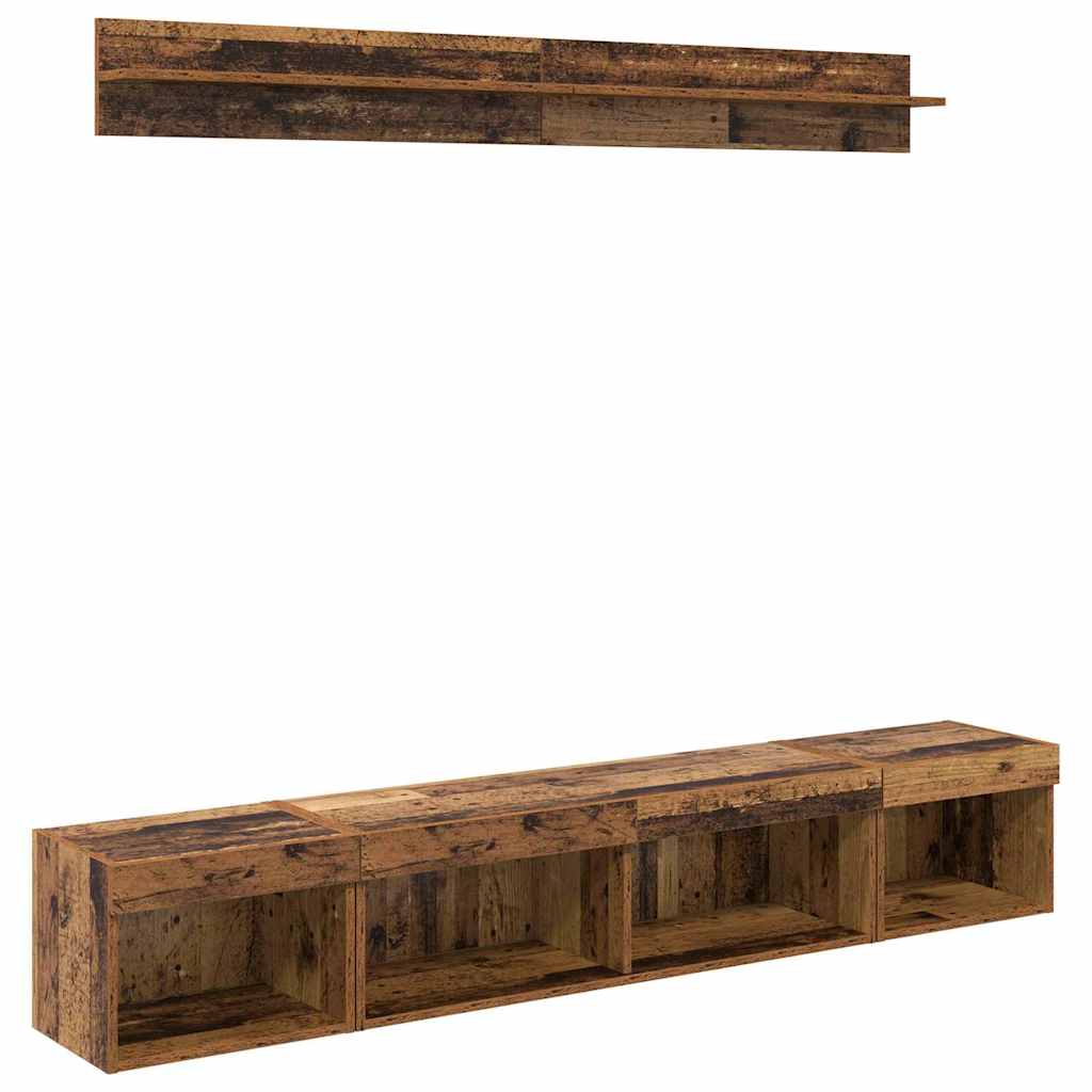 Ensemble de meuble TV mural 5 pcs Bois ancien Bois d'ingénierie - XIOS