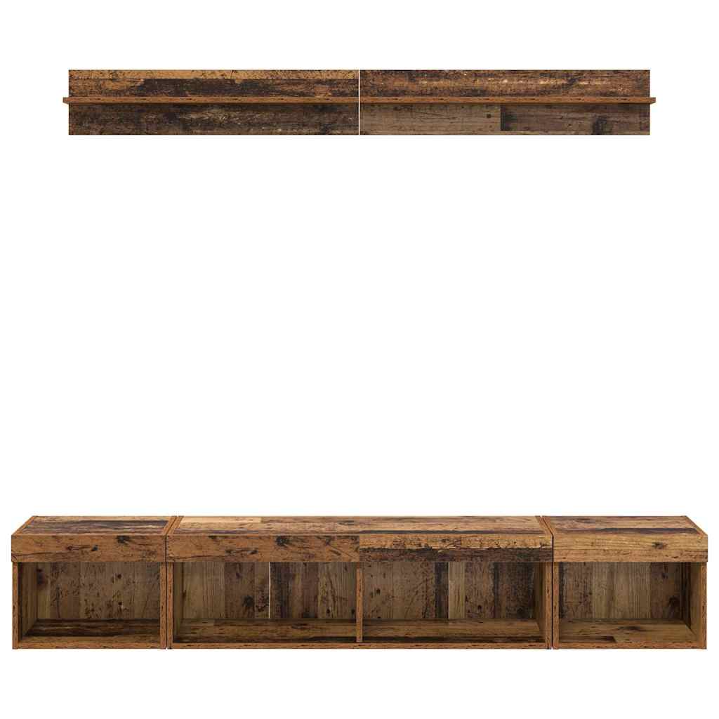 Ensemble de meuble TV mural 5 pcs Bois ancien Bois d'ingénierie - XIOS