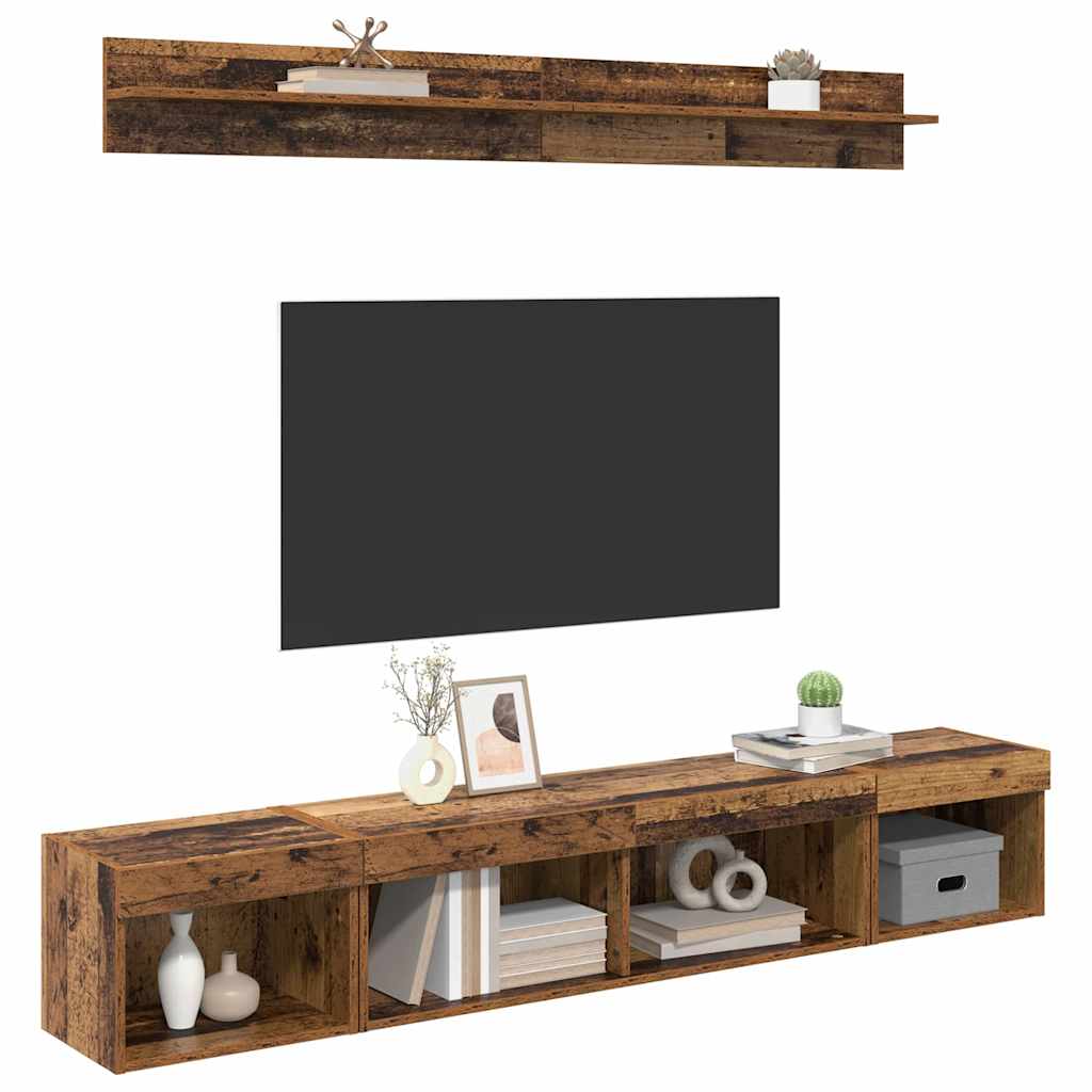 Ensemble de meuble TV mural 5 pcs Bois ancien Bois d'ingénierie - XIOS