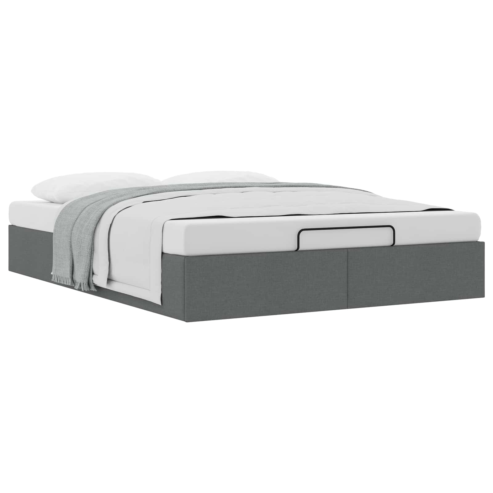 Cadre de lit ottoman Gris foncé Lit double classique Tissu - XIOS