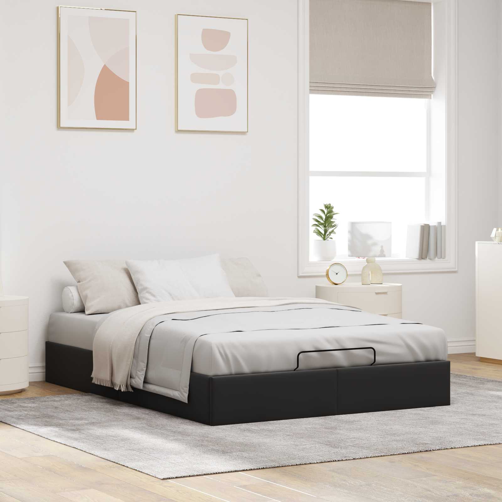 Cadre de lit ottoman Noir Lit double classique Velours - XIOS
