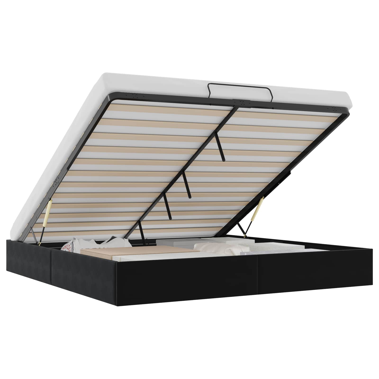 Cadre de lit ottoman Noir King size Velours - XIOS