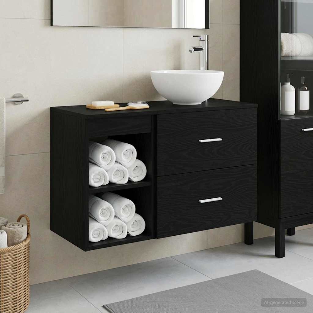 Ensemble de mobilier de salle de bain 2 pc Chêne noir