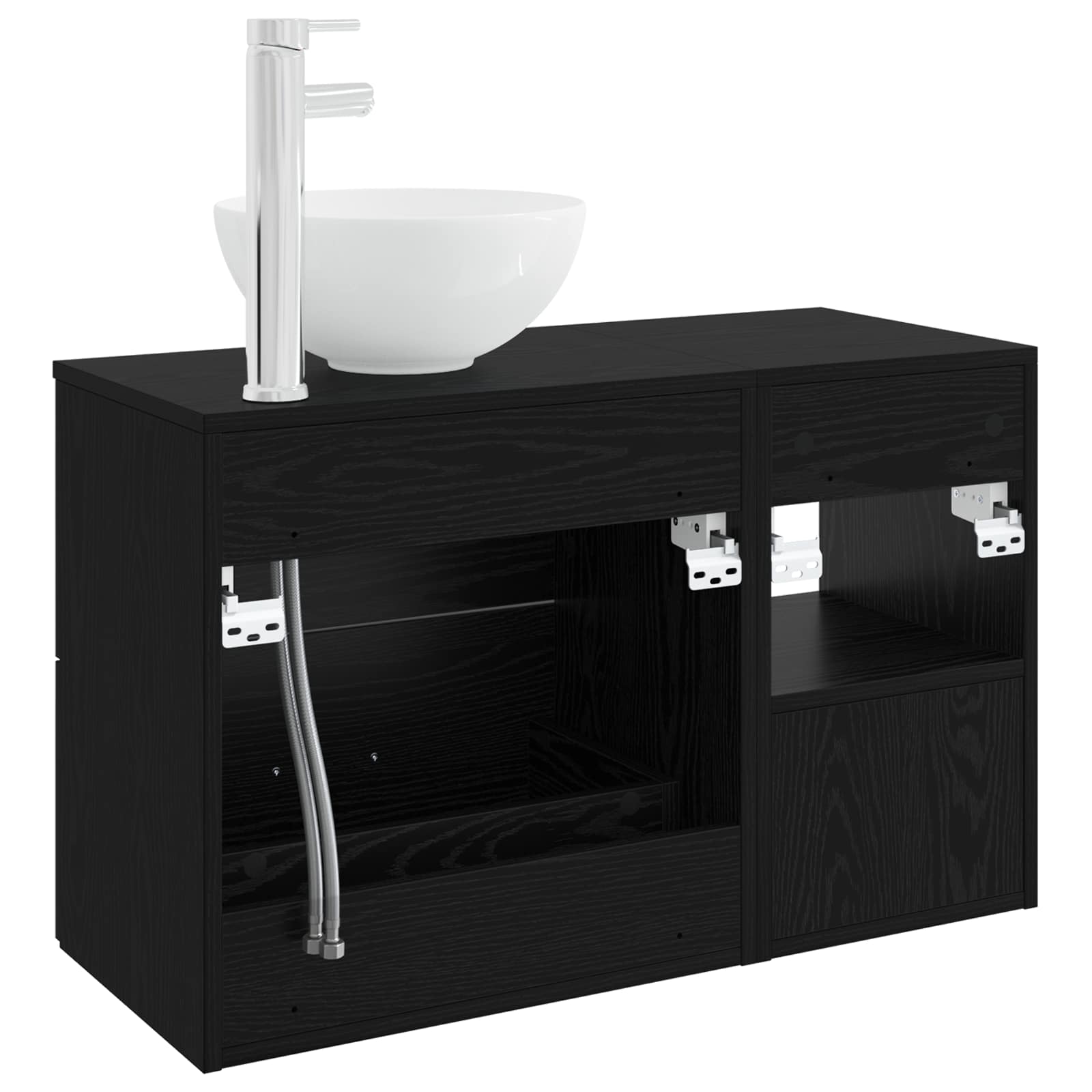 Ensemble de mobilier de salle de bain 2 pc Chêne noir