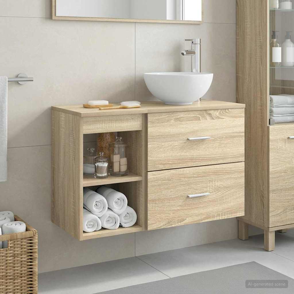 Ensemble de mobilier de salle de bain 2 pc Chêne Sonoma