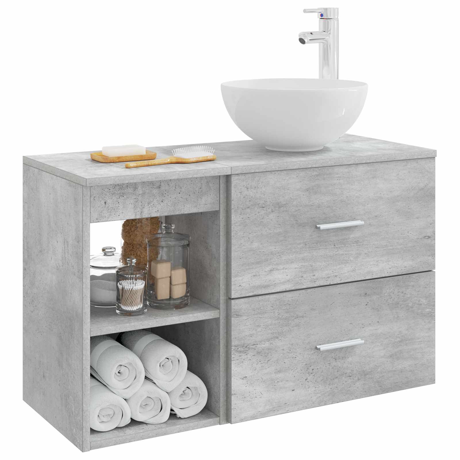Ensemble de mobilier de salle de bain 2 pc Gris béton
