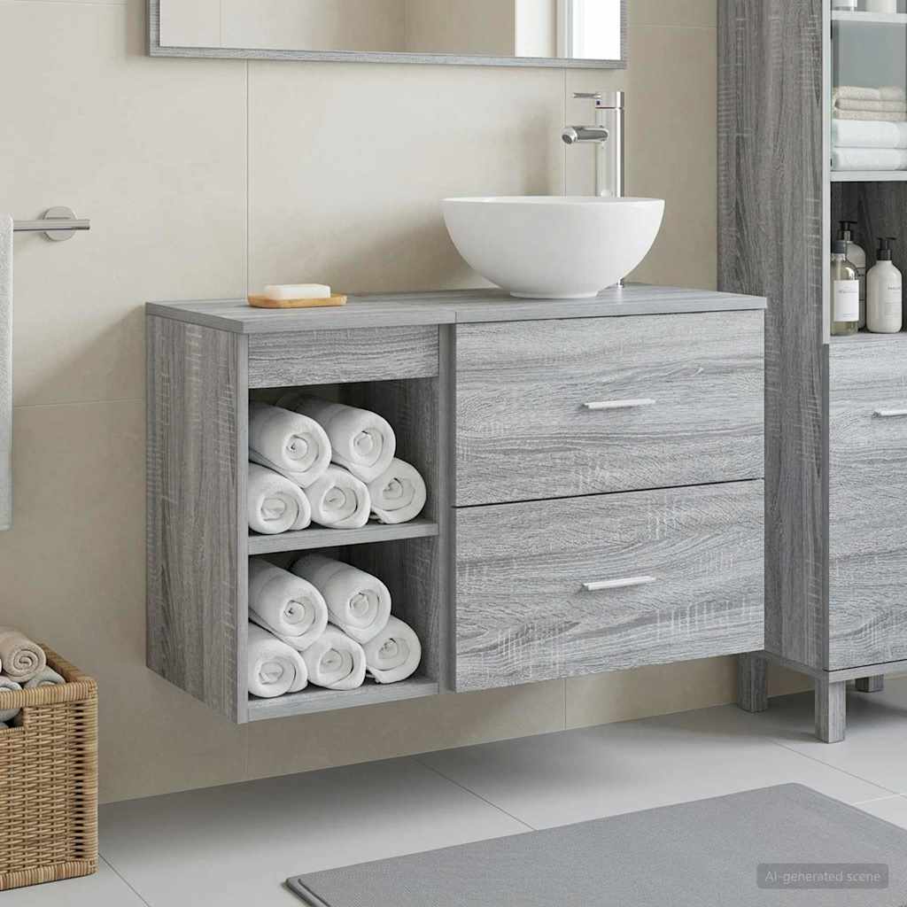 Ensemble de mobilier de salle de bain 2 pc Sonoma gris