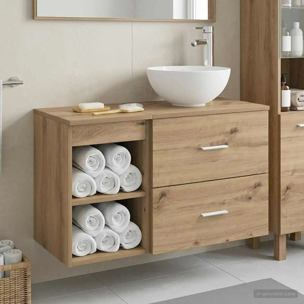 Ensemble de mobilier de salle de bain 2 pc Chêne artisanal - XIOS