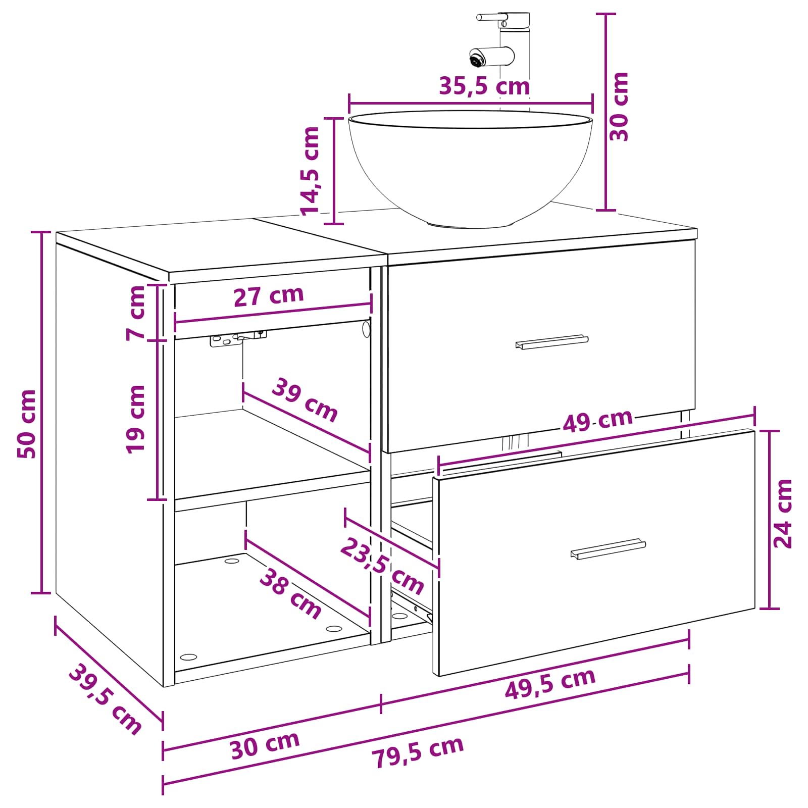 Ensemble de mobilier de salle de bain 2 pc Blanc - XIOS