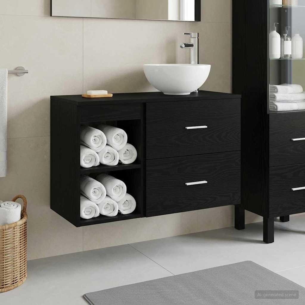 Ensemble de mobilier de salle de bain 2 pc Chêne noir