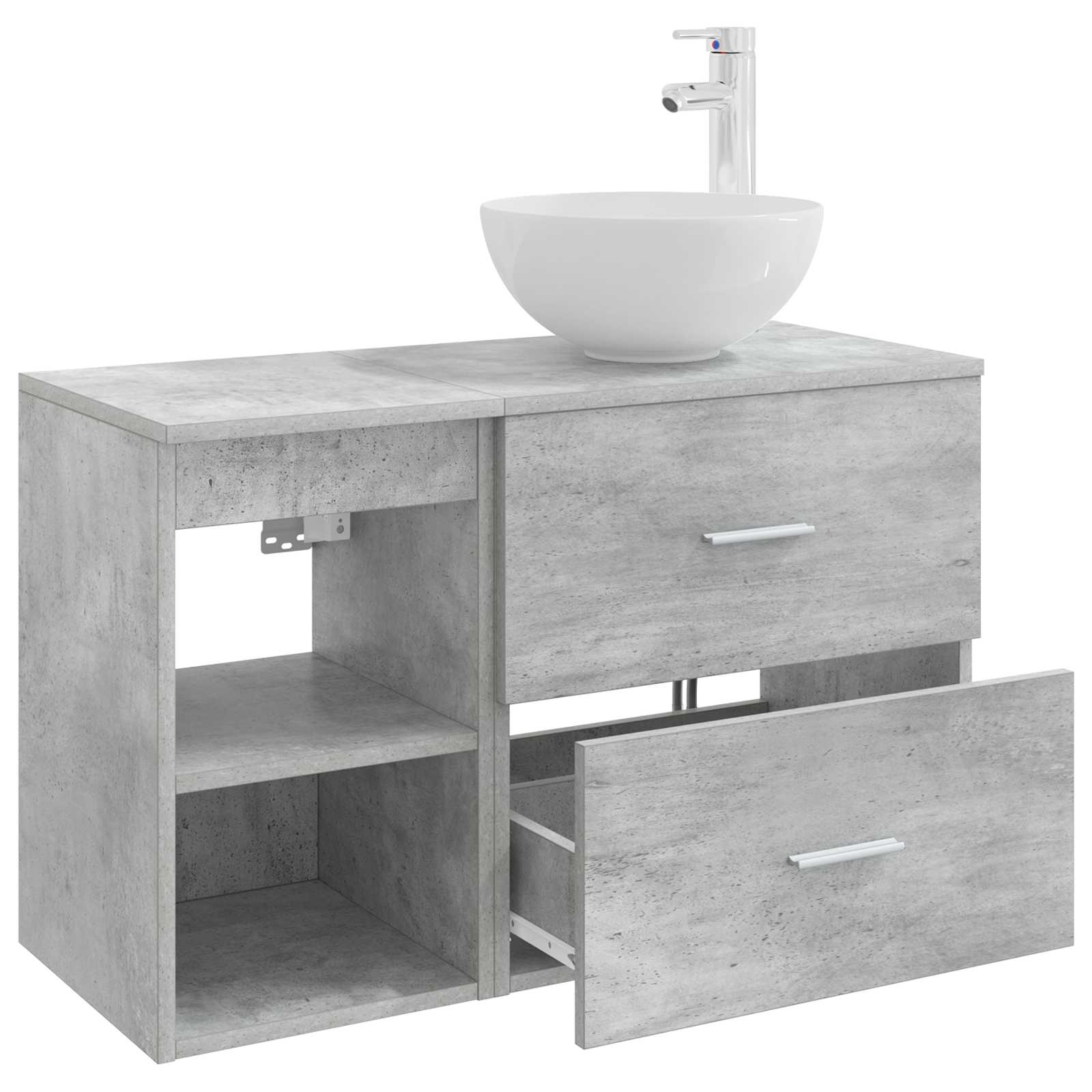 Ensemble de mobilier de salle de bain 2 pc Gris béton