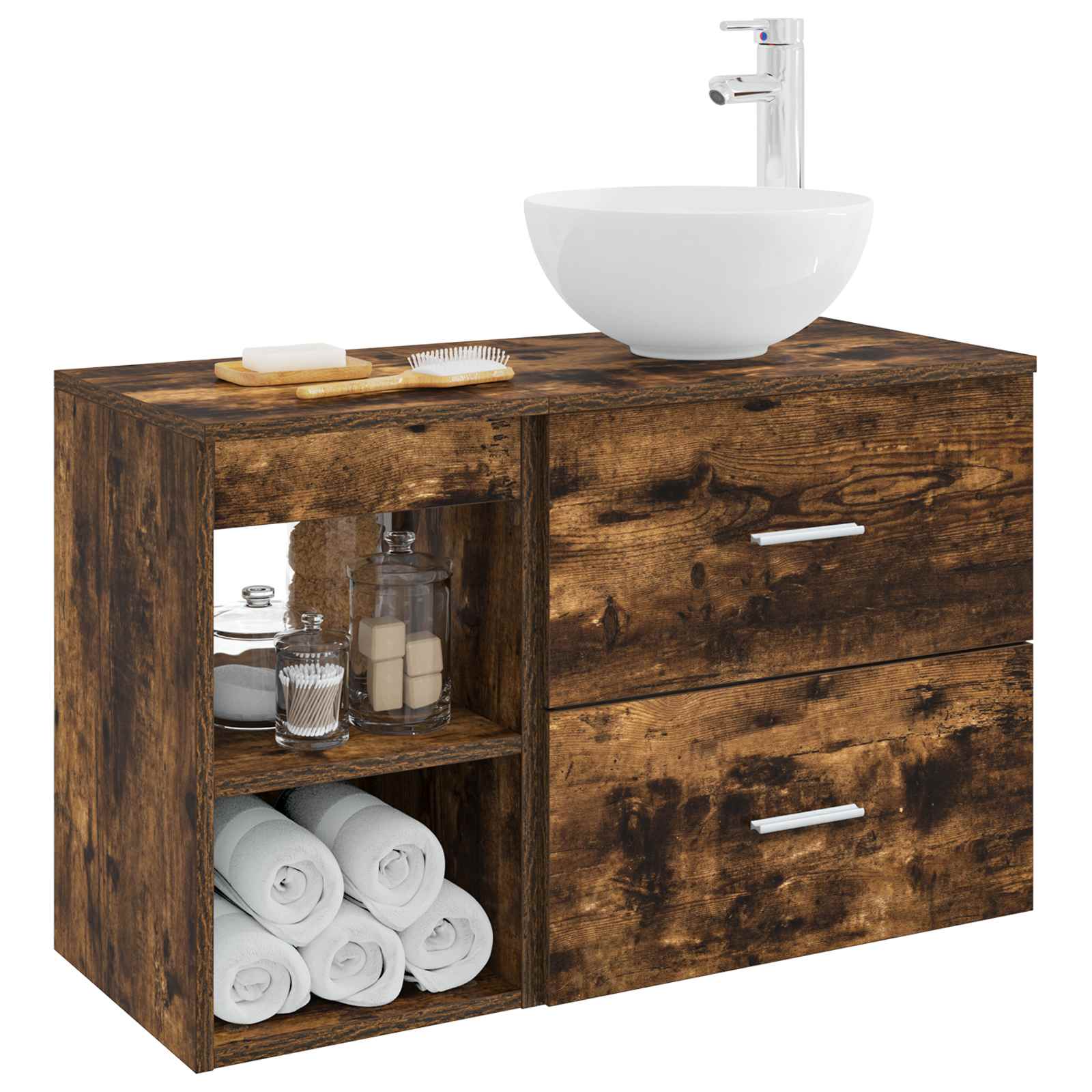 Ensemble de mobilier de salle de bain 2 pc Chêne fumé