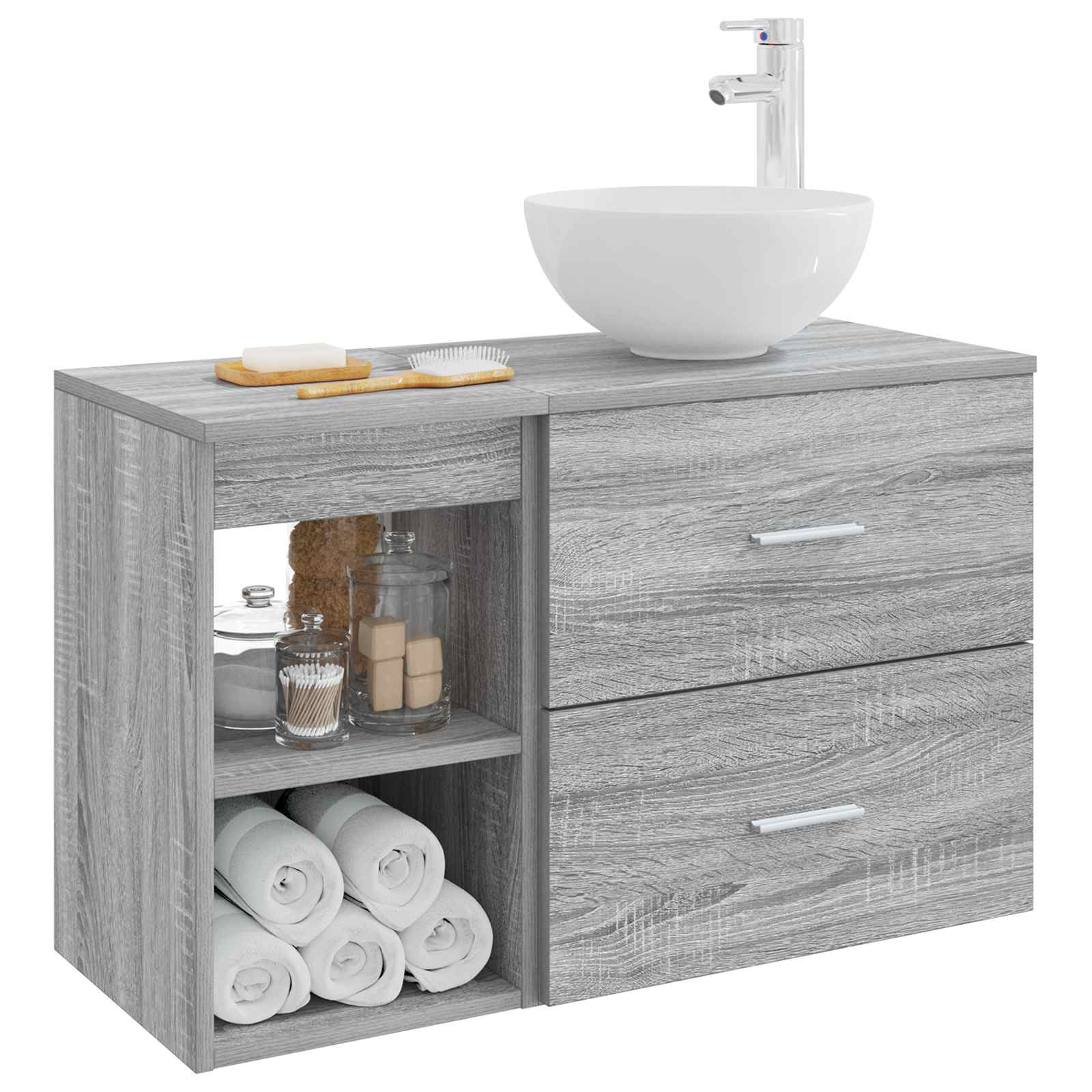 Ensemble de mobilier de salle de bain 2 pc Sonoma gris