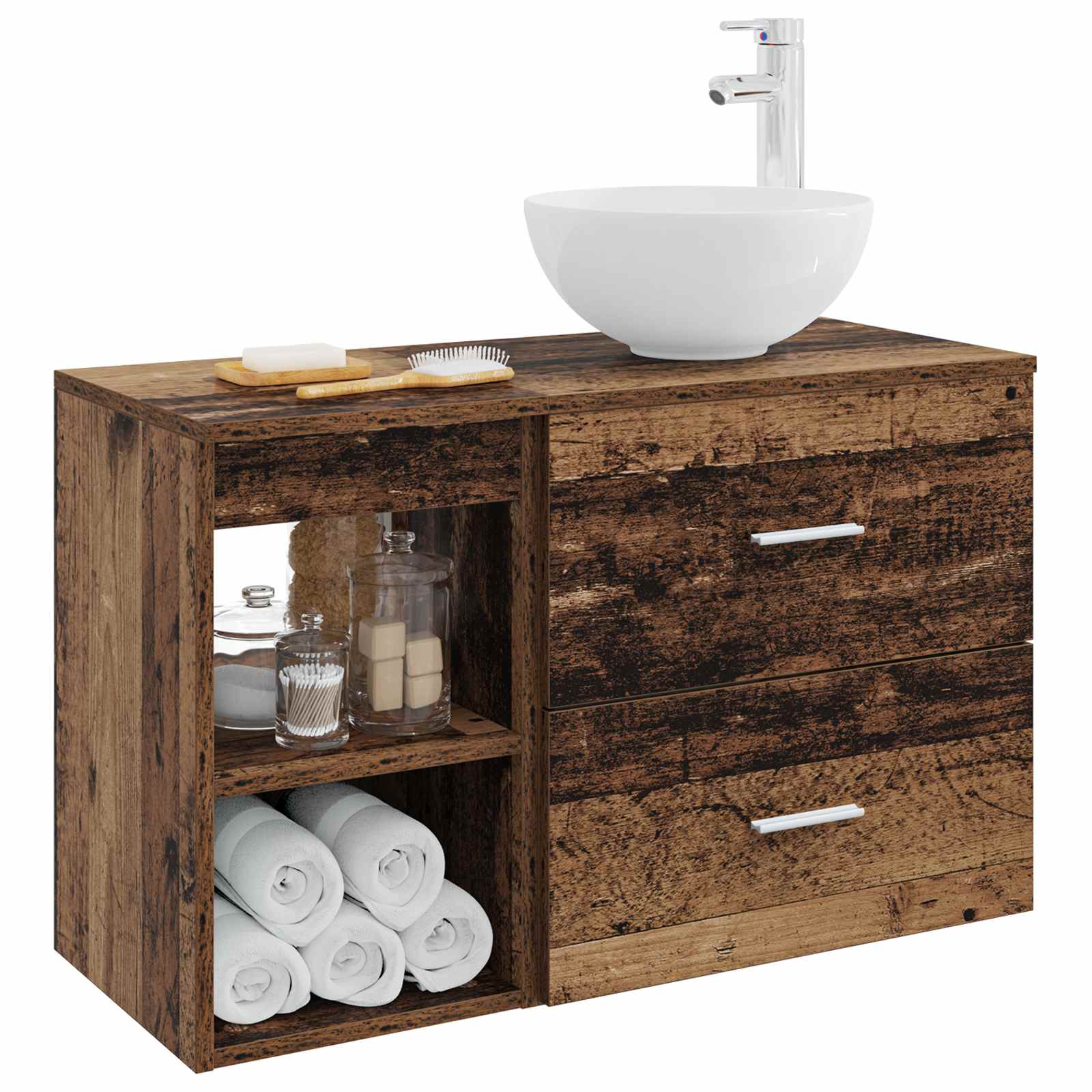 Ensemble de mobilier de salle de bain 2 pc Bois ancien