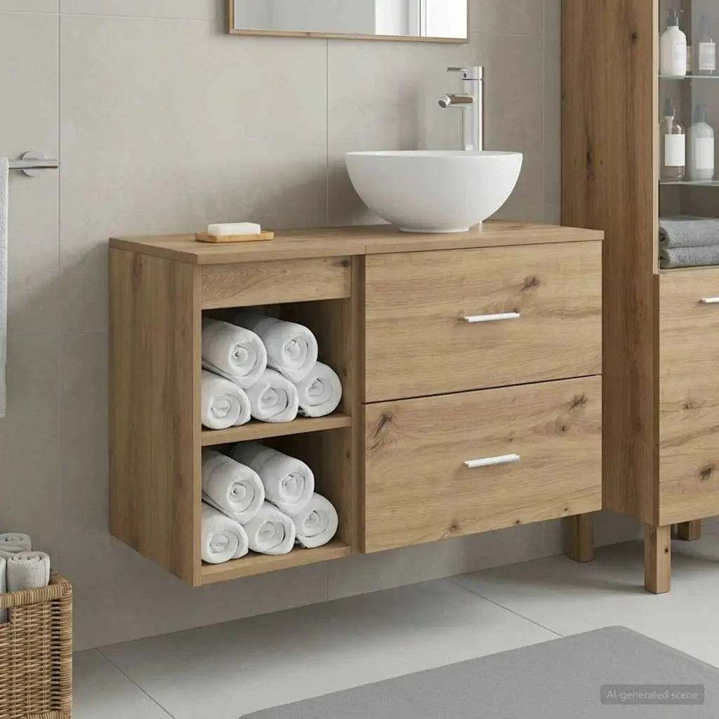 Ensemble de mobilier de salle de bain 2 pc Chêne artisanal - XIOS
