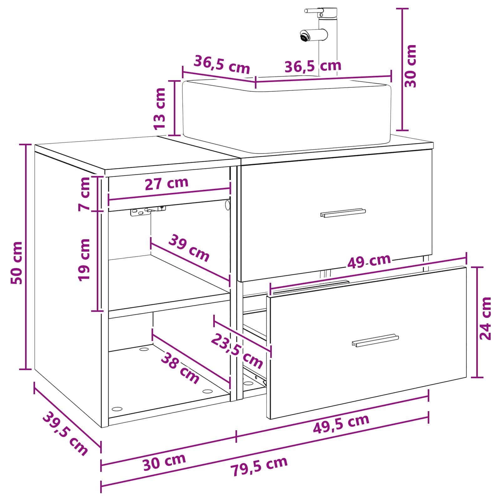 Ensemble de mobilier de salle de bain 2 pc Blanc - XIOS