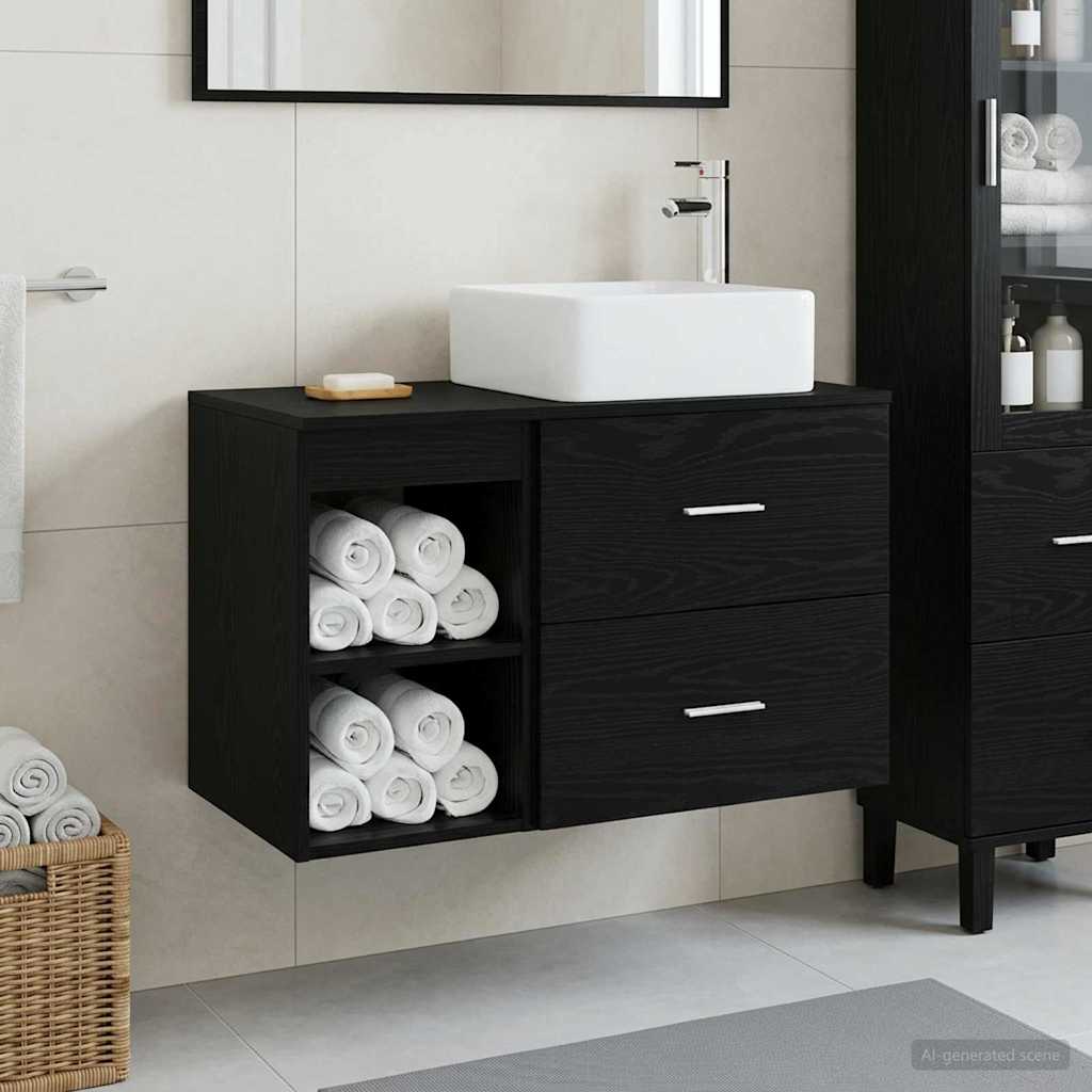 Ensemble de mobilier de salle de bain 2 pc Chêne noir
