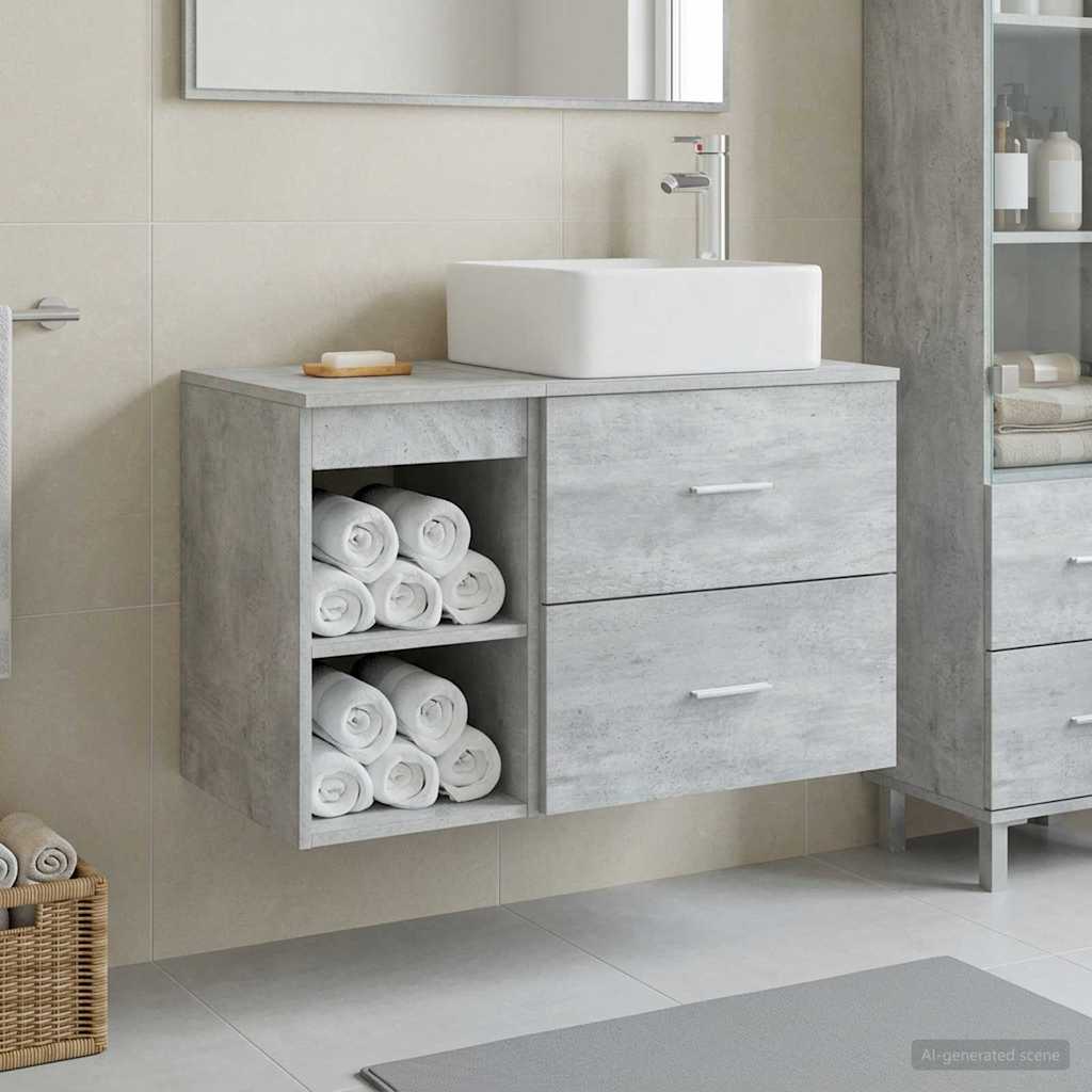 Ensemble de mobilier de salle de bain 2 pc Gris béton