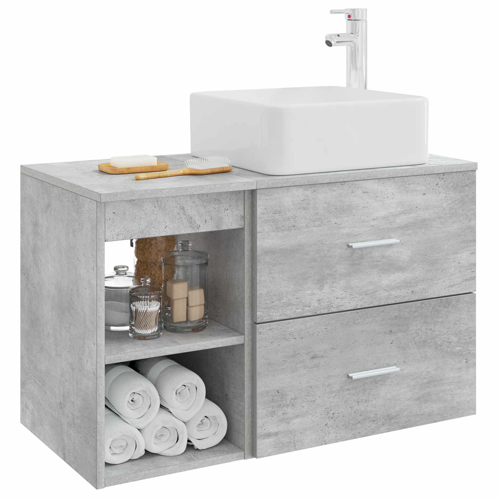Ensemble de mobilier de salle de bain 2 pc Gris béton