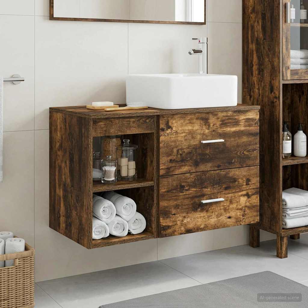 Ensemble de mobilier de salle de bain 2 pc Chêne fumé