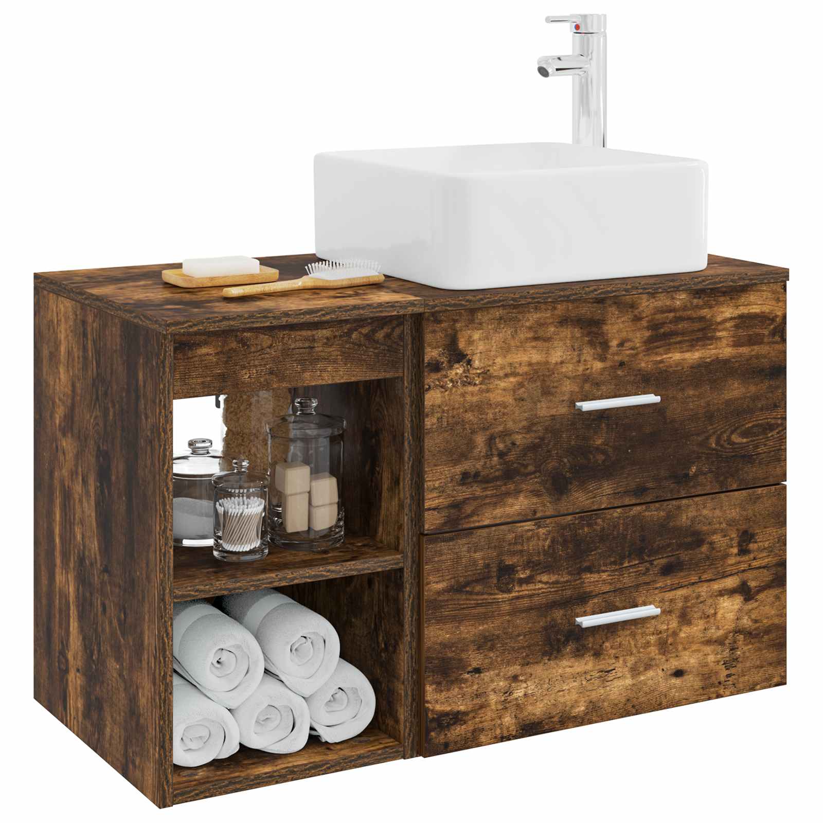 Ensemble de mobilier de salle de bain 2 pc Chêne fumé