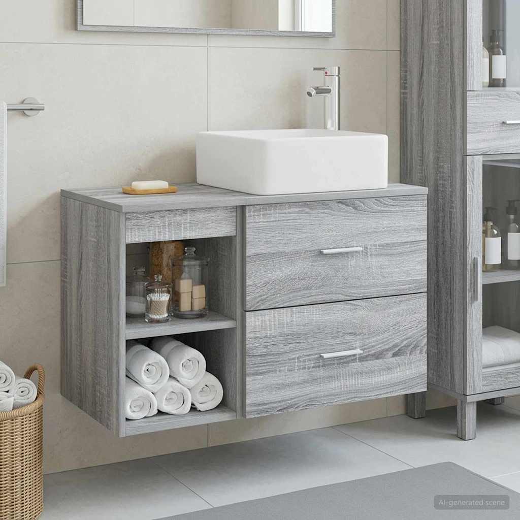 Ensemble de mobilier de salle de bain 2 pc Sonoma gris