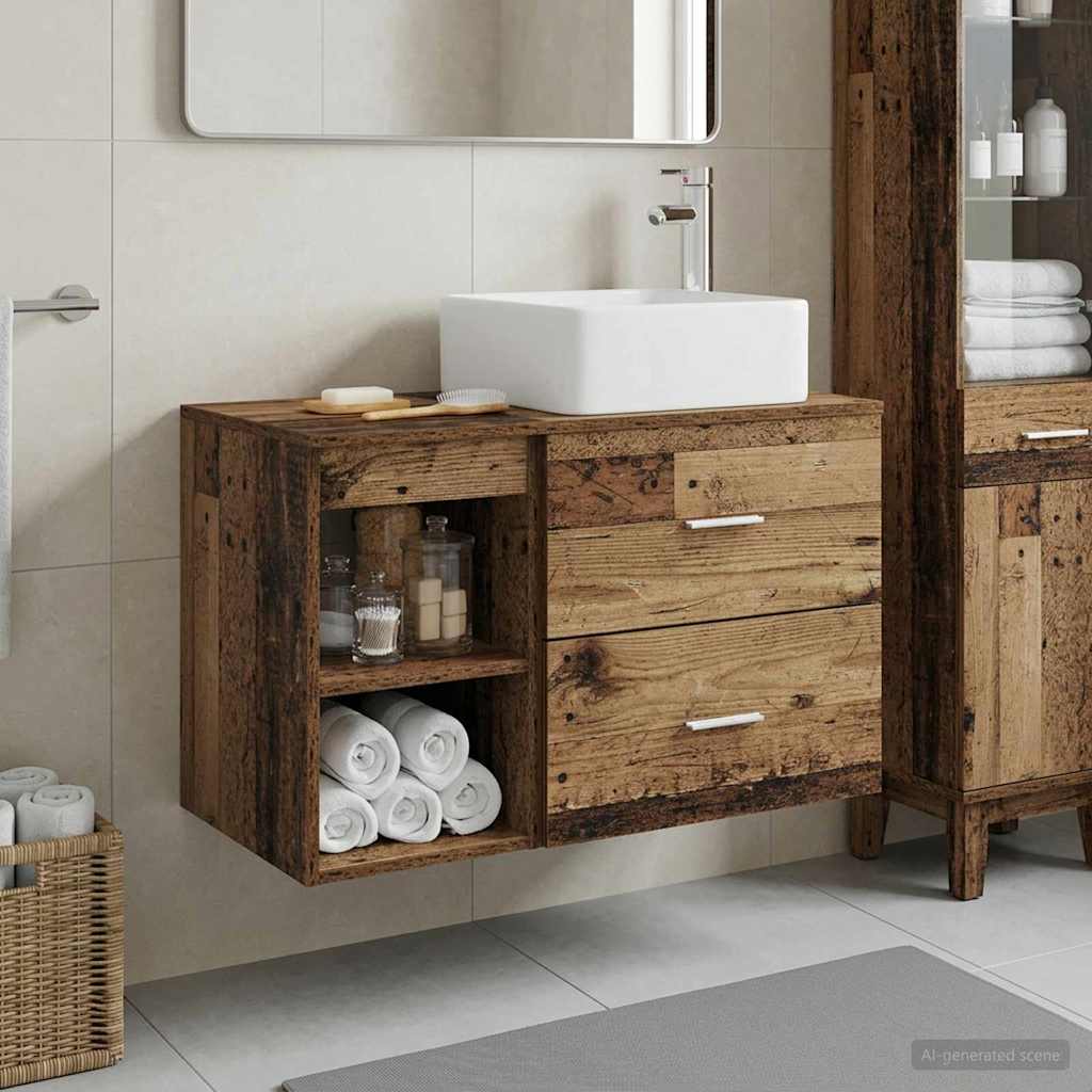 Ensemble de mobilier de salle de bain 2 pc Bois ancien