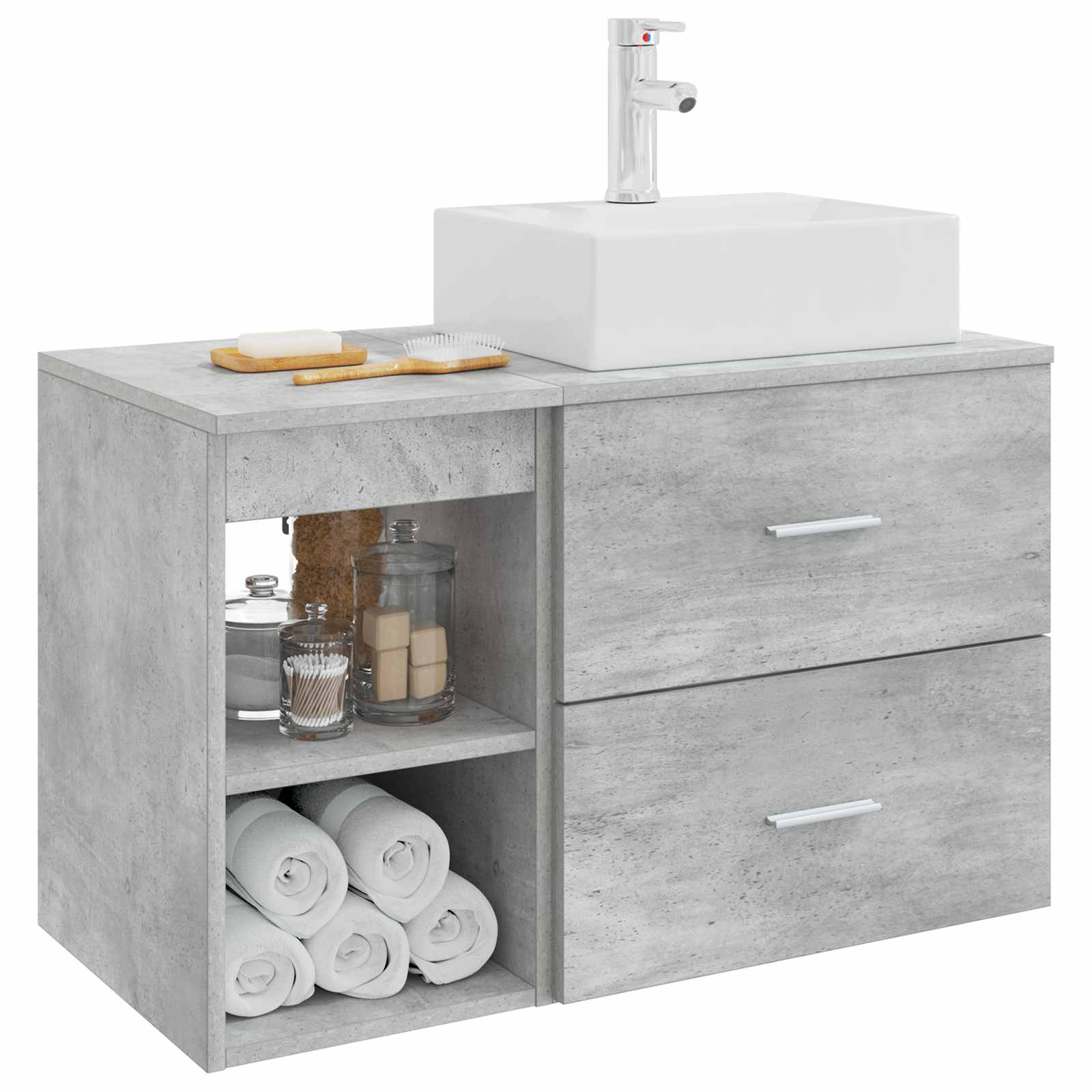 Ensemble de mobilier de salle de bain 2 pc Gris béton