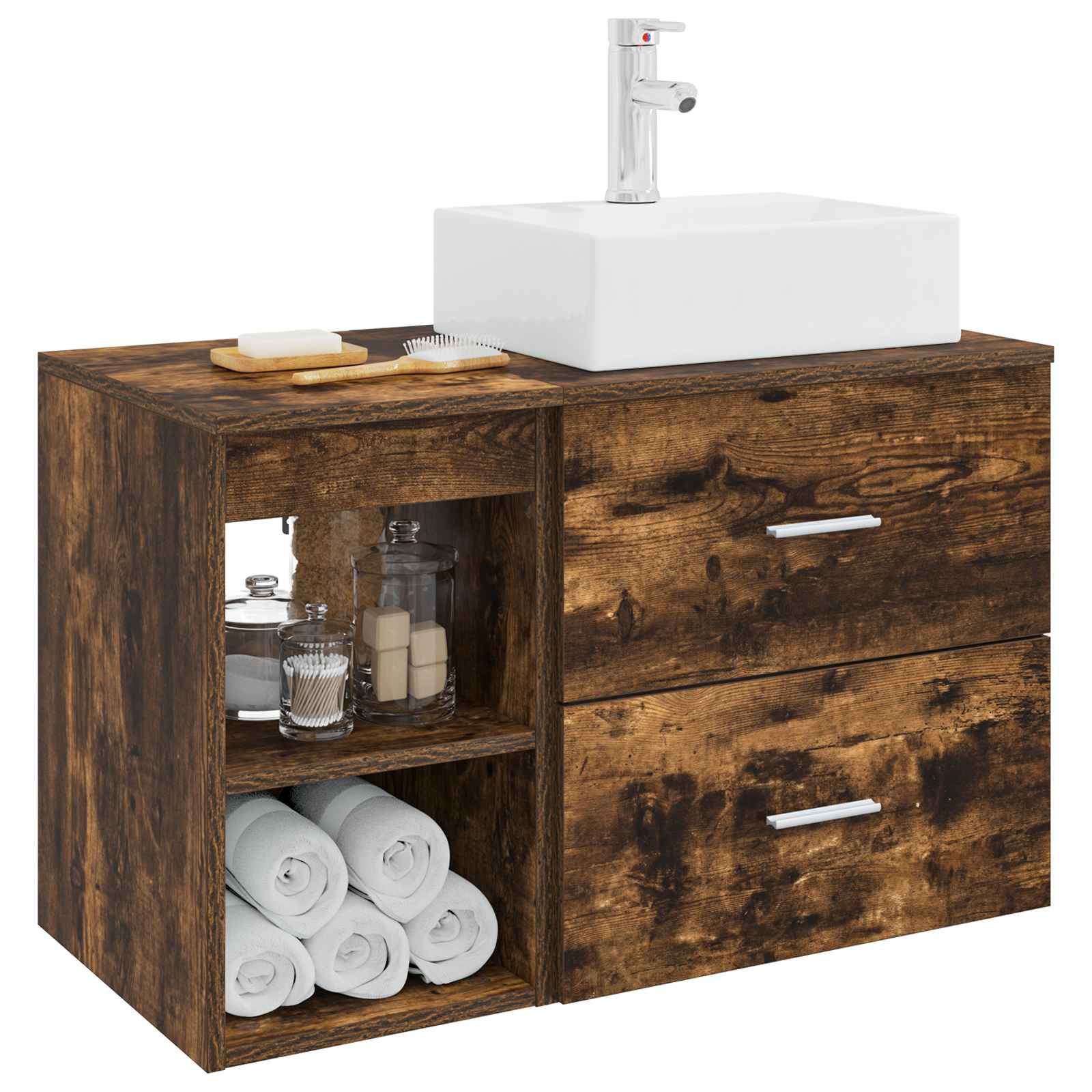 Ensemble de mobilier de salle de bain 2 pc Chêne fumé