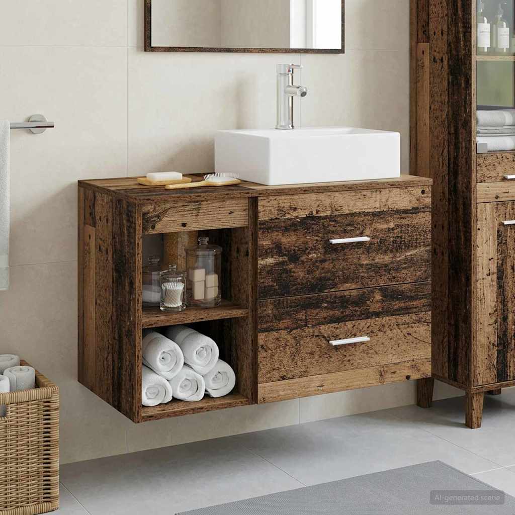 Ensemble de mobilier de salle de bain 2 pc Bois ancien