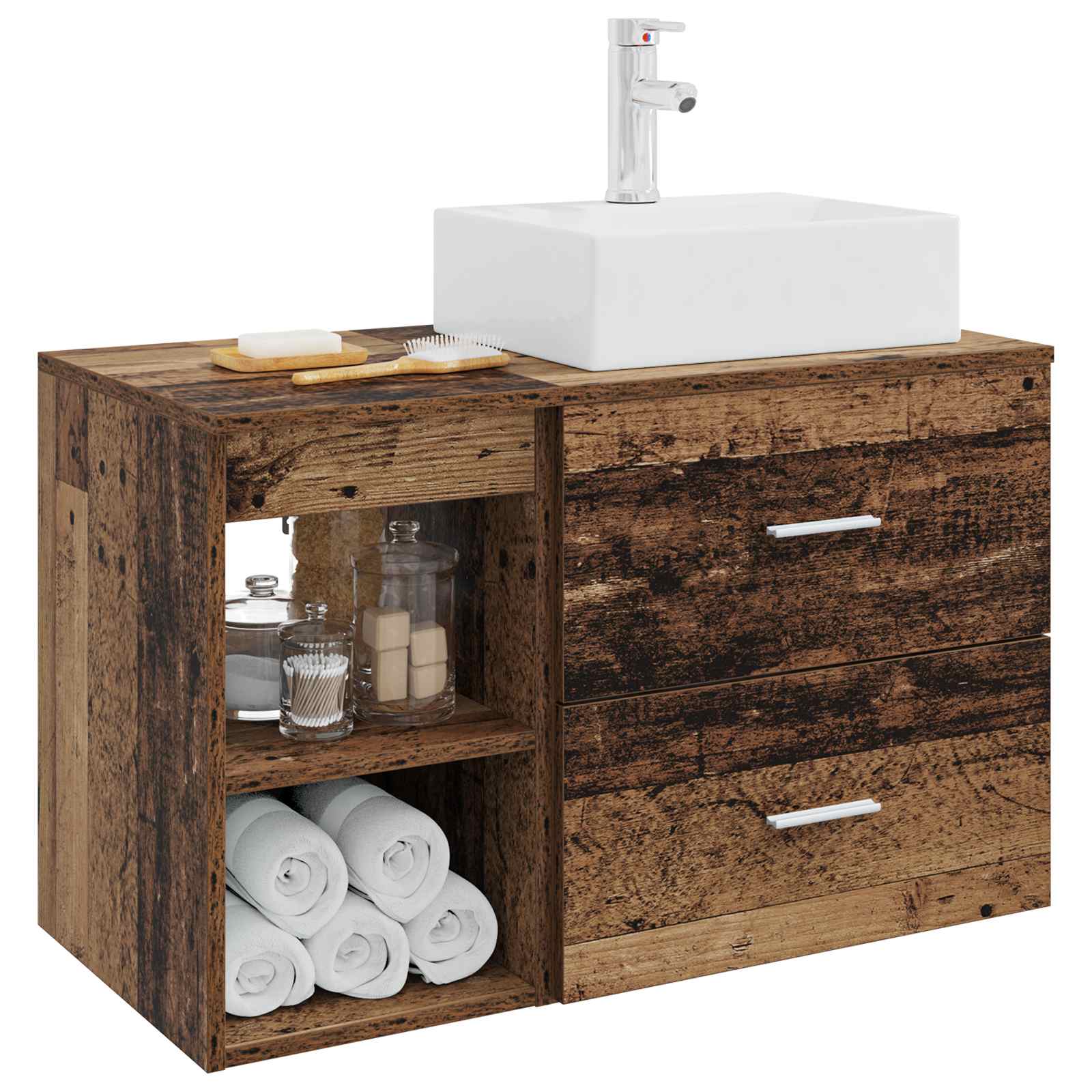 Ensemble de mobilier de salle de bain 2 pc Bois ancien