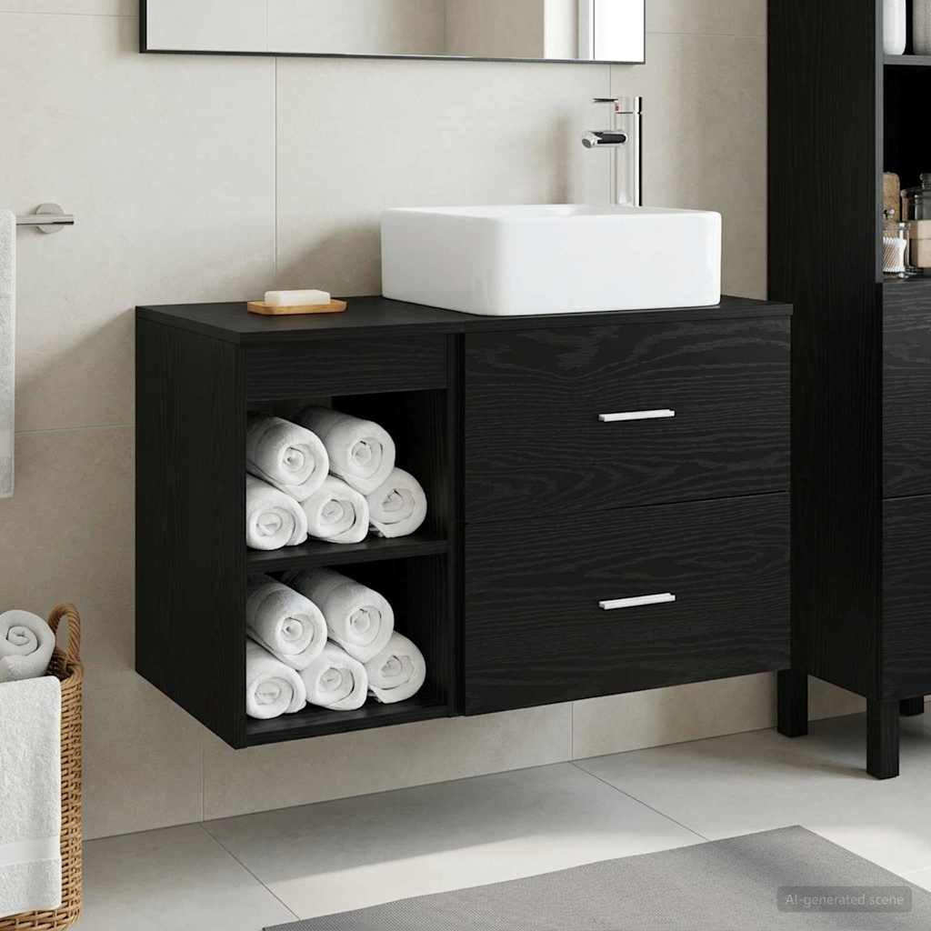 Ensemble de mobilier de salle de bain 2 pc Chêne noir