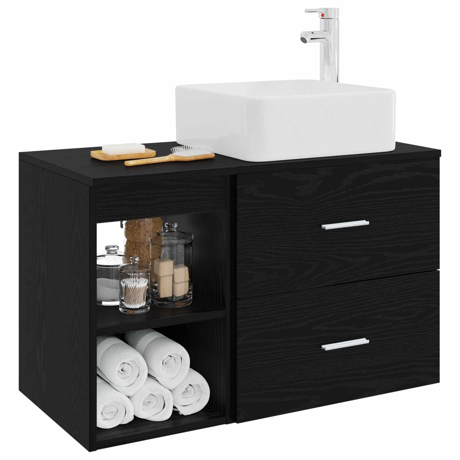 Ensemble de mobilier de salle de bain 2 pc Chêne noir