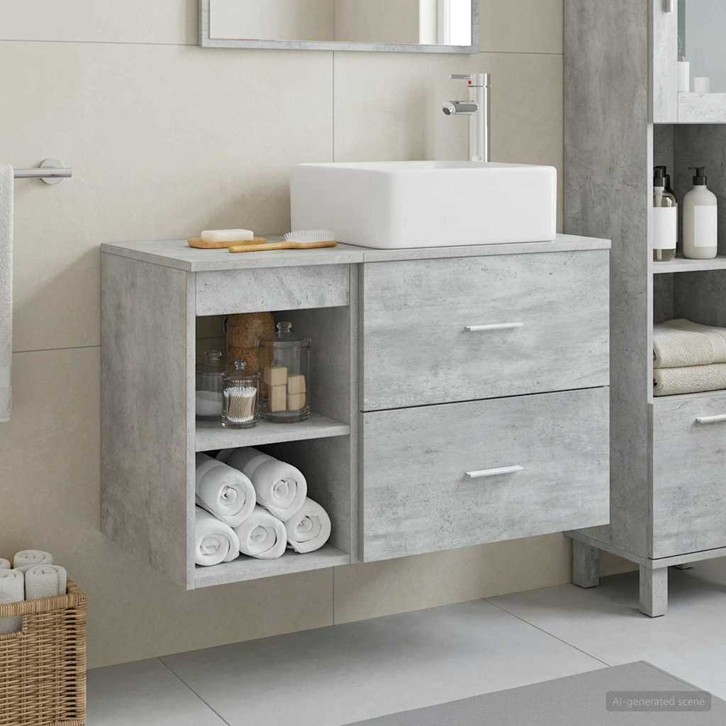 Ensemble de mobilier de salle de bain 2 pc Gris béton