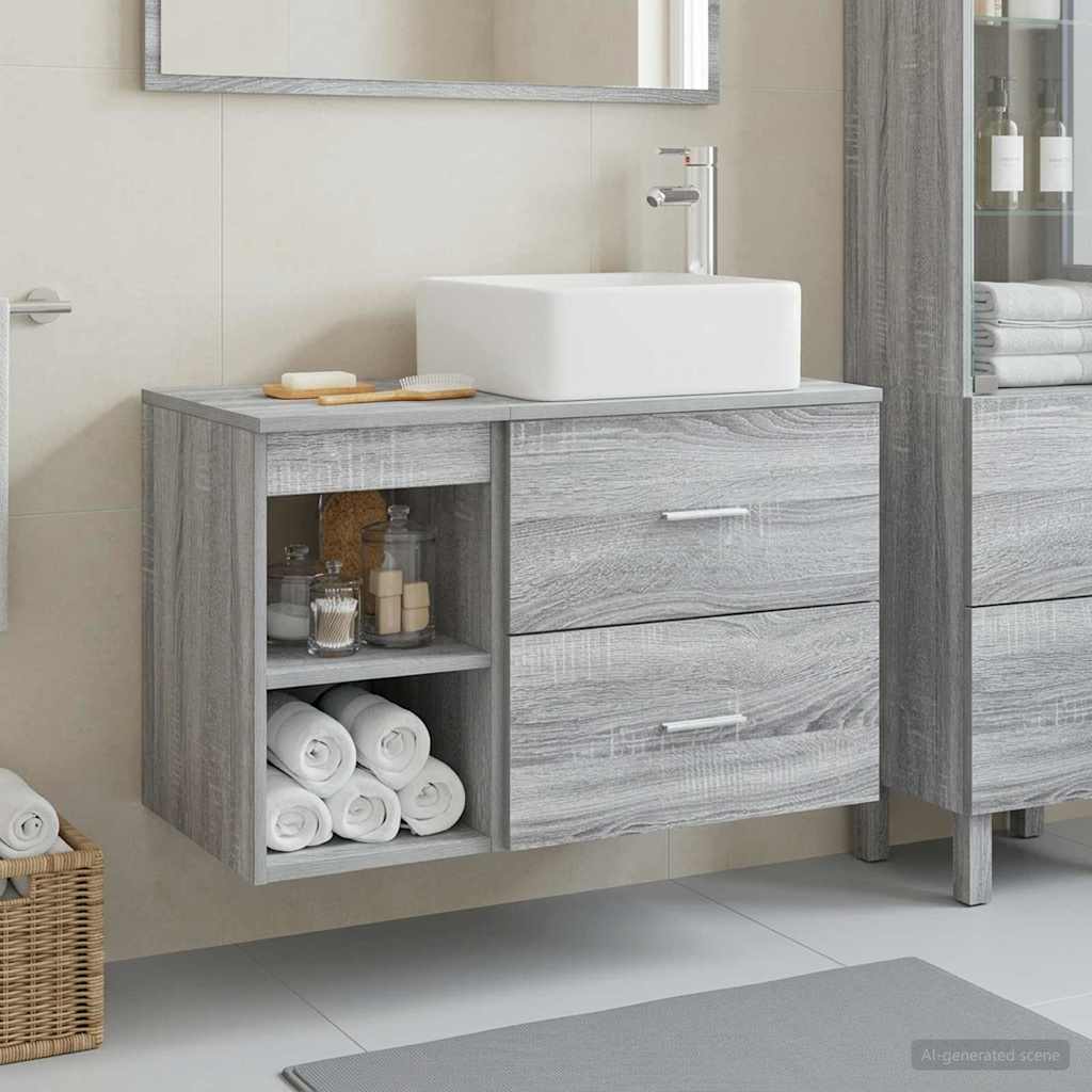 Ensemble de mobilier de salle de bain 2 pc Sonoma gris