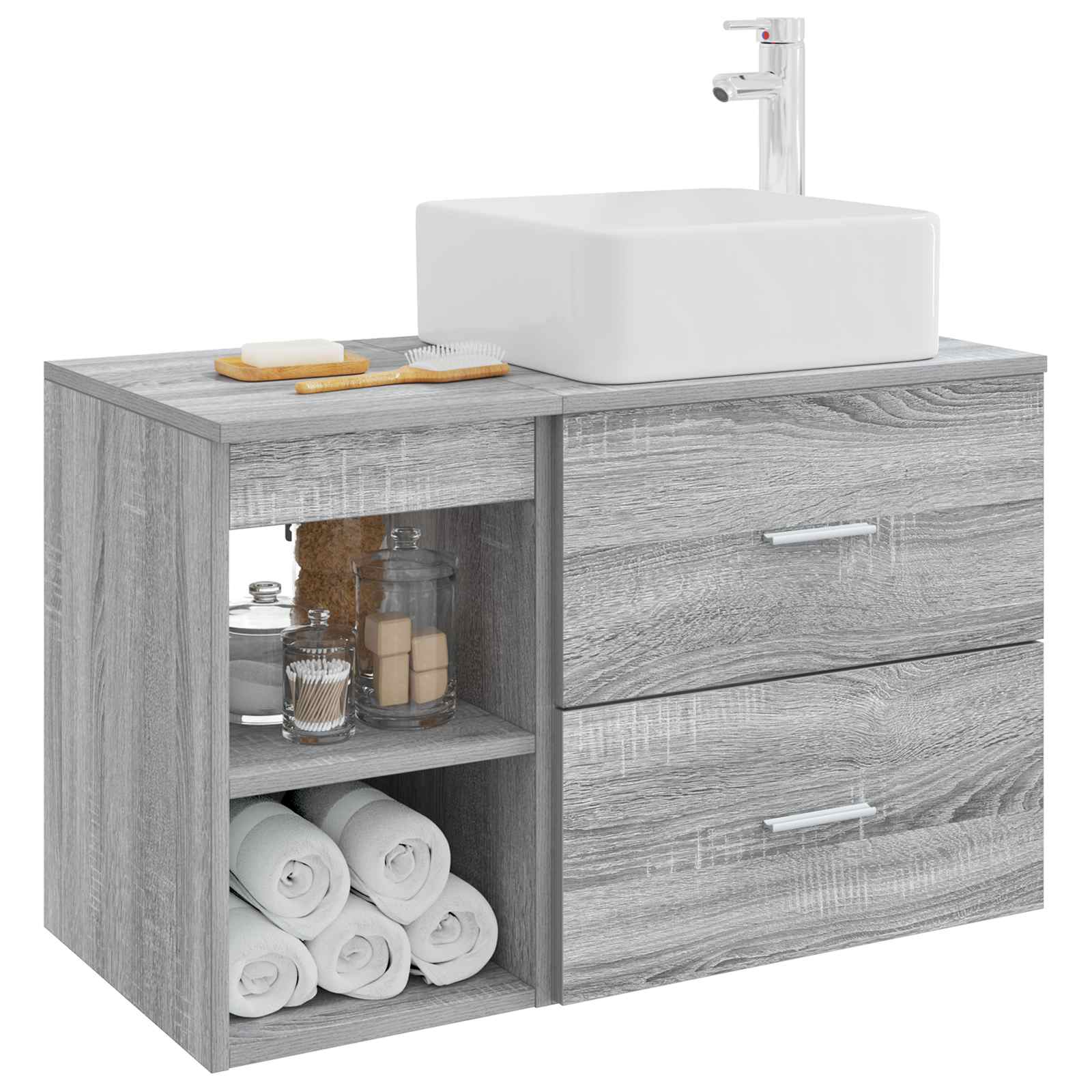 Ensemble de mobilier de salle de bain 2 pc Sonoma gris