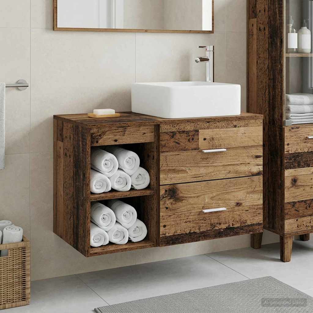 Ensemble de mobilier de salle de bain 2 pc Bois ancien