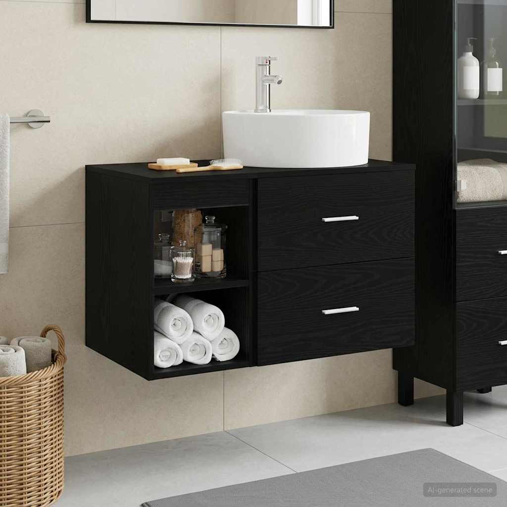 Ensemble de mobilier de salle de bain 2 pc Chêne noir