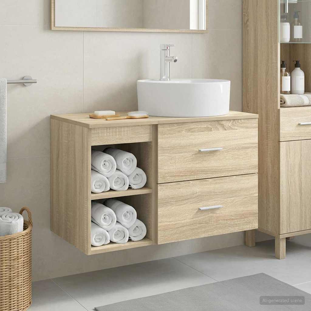 Ensemble de mobilier de salle de bain 2 pc Chêne Sonoma