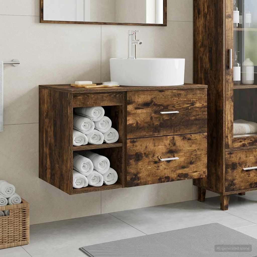 Ensemble de mobilier de salle de bain 2 pc Chêne fumé