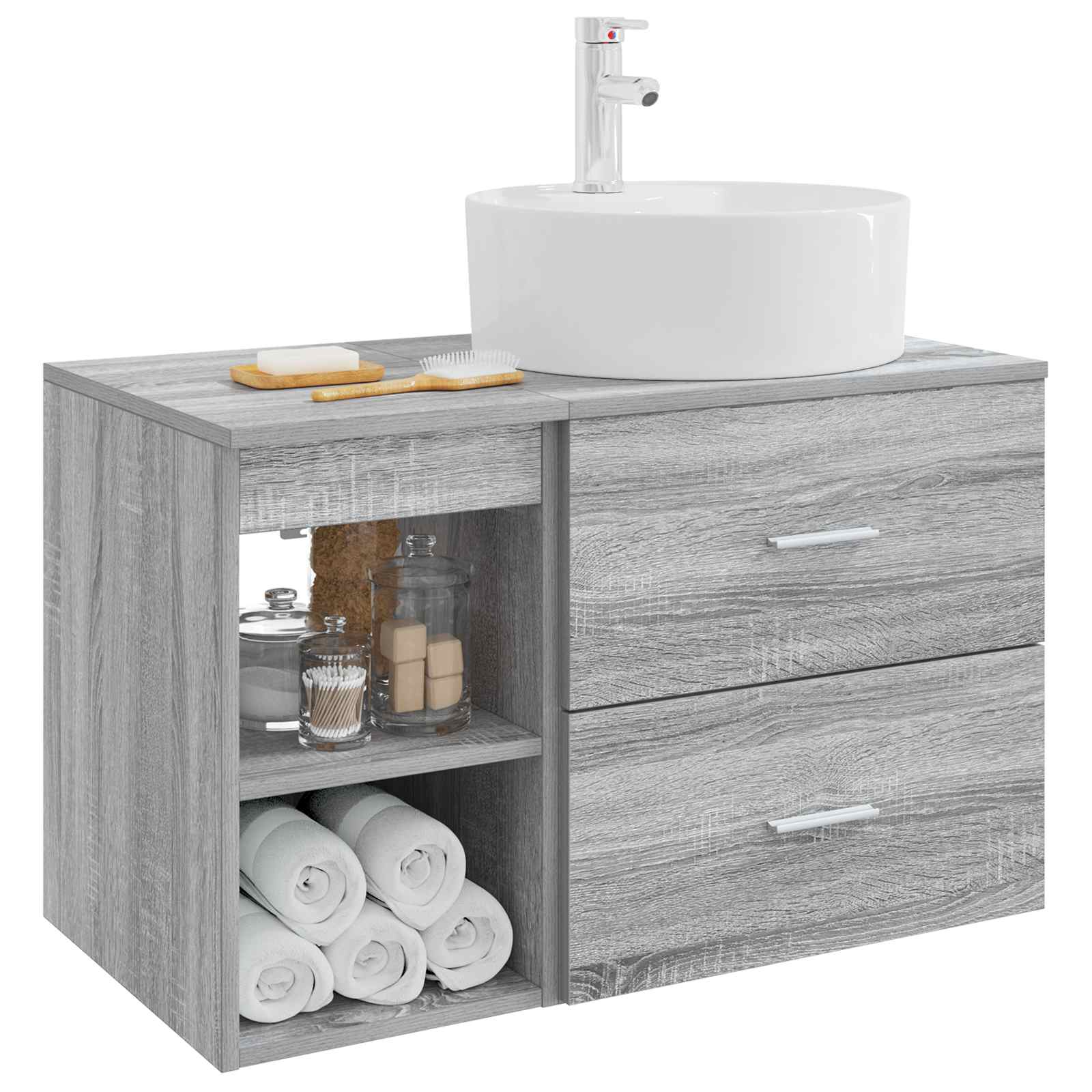 Ensemble de mobilier de salle de bain 2 pc Sonoma gris
