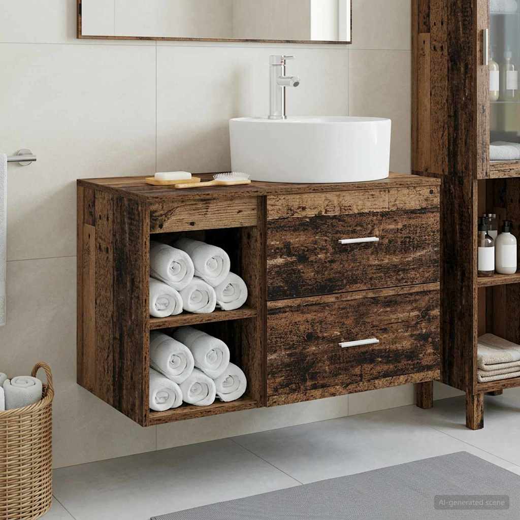 Ensemble de mobilier de salle de bain 2 pc Bois ancien
