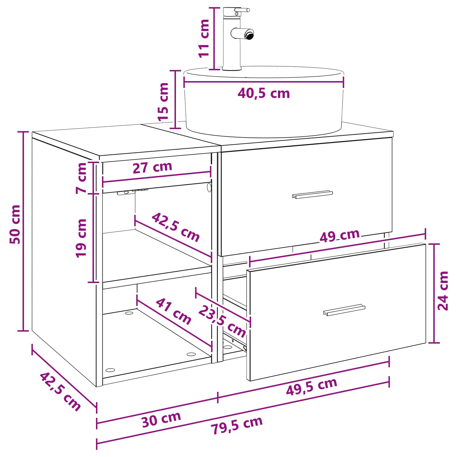 Ensemble de mobilier de salle de bain 2 pc Chêne artisanal