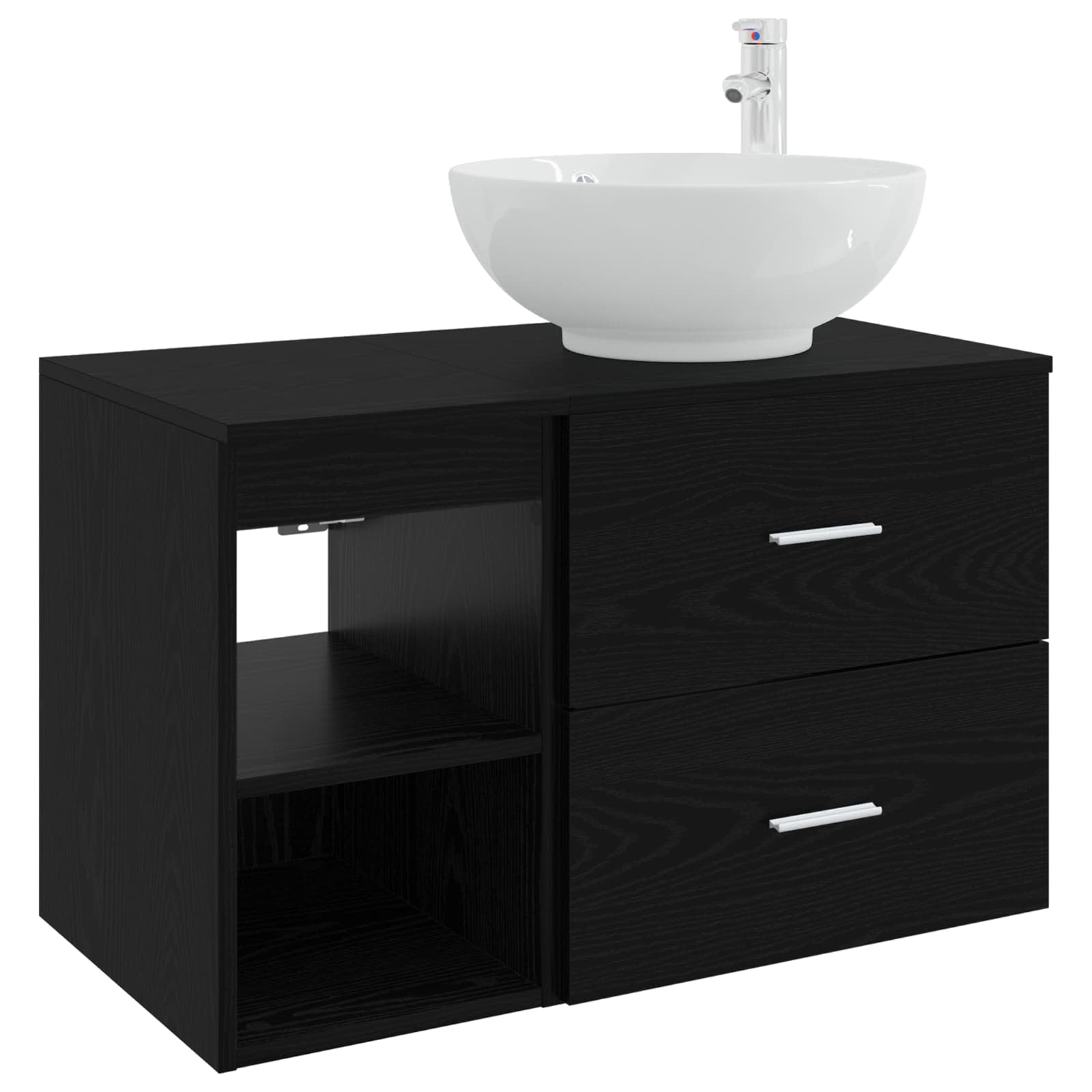 Ensemble de mobilier de salle de bain 2 pc Chêne noir
