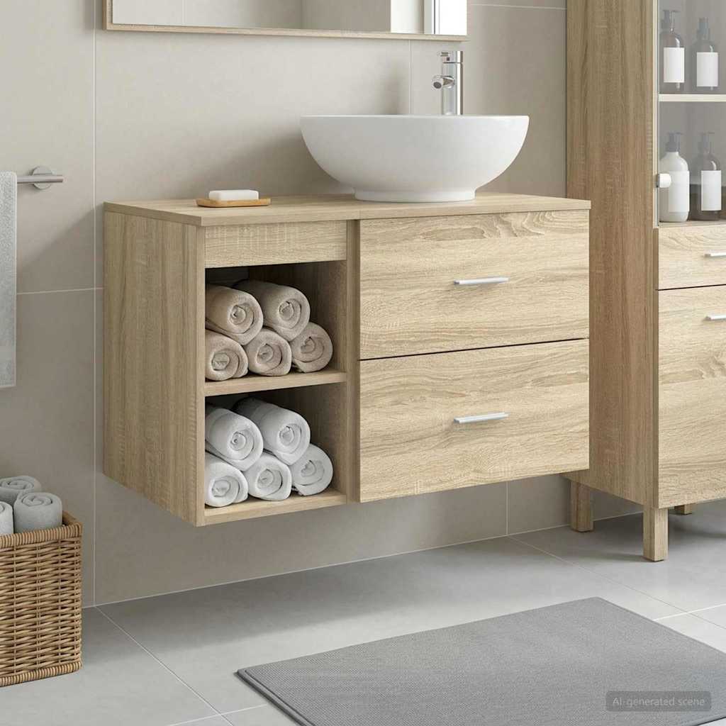 Ensemble de mobilier de salle de bain 2 pc Chêne Sonoma