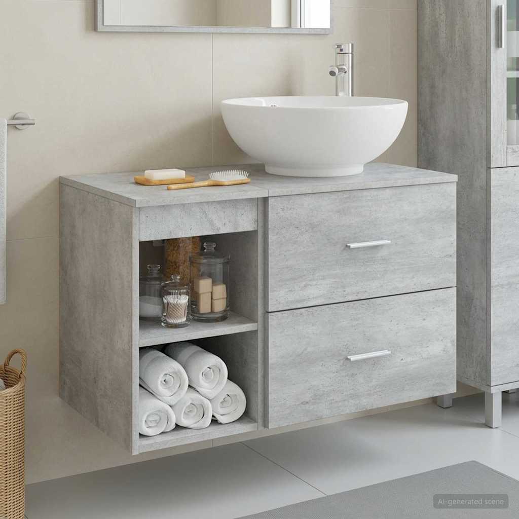 Ensemble de mobilier de salle de bain 2 pc Gris béton - XIOS