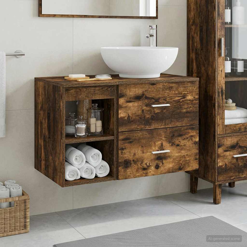 Ensemble de mobilier de salle de bain 2 pc Chêne fumé